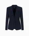 Emporio Armani Icon Single-breasted Blazer In Jacquard With A Chevron Motif In Blue