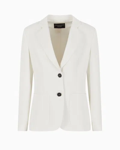Emporio Armani Icon Single-breasted Blazer In Triacetate Fabric In White