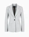Emporio Armani Icon Single-breasted Jacket In An Embossed Jacquard Knit Jersey In Grey