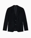 Emporio Armani Icon Single-breasted Jacket In Chevron-motif Wool In Black