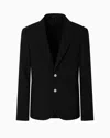 Emporio Armani Drawstring Hooded Blazer With Zip Closure In Black