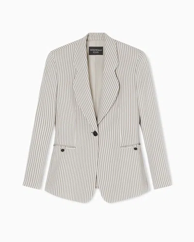 Emporio Armani One Button Blazer In Gray