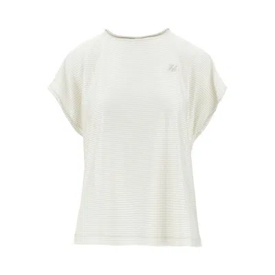Emporio Armani Icon Striped Knitted Top In Nude