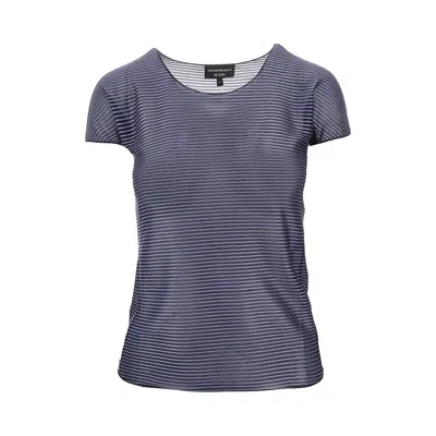 Emporio Armani Icon Striped Light Jersey T-shirt In Blue