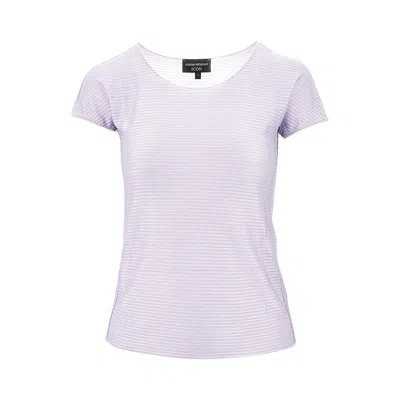Emporio Armani Icon Striped Light Jersey T-shirt In Purple