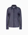 Emporio Armani Icon Striped Lightweight Jersey Shirt In Blue