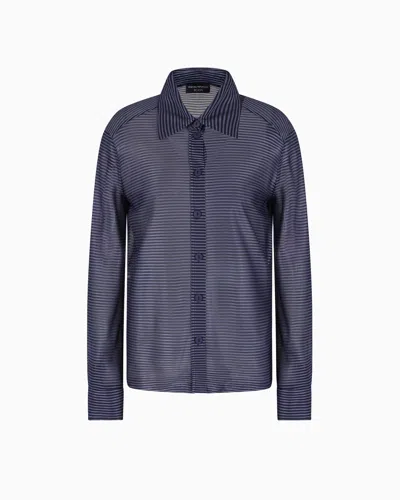 EMPORIO ARMANI ICON STRIPED LIGHTWEIGHT JERSEY SHIRT