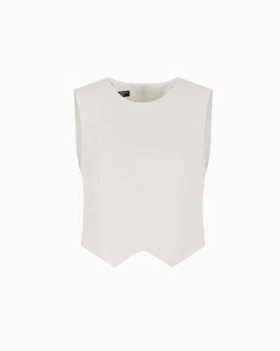 Emporio Armani Icon Top Aus Triacetat-gewebe In Weiss