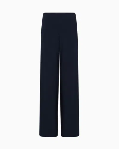 Emporio Armani Icon Triacetate Palazzo Trousers In Blue