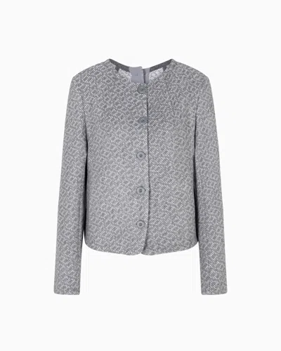 Emporio Armani Icon Tricot-effect Jacquard Knit Jacket