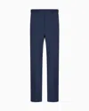 Emporio Armani Icon Tropical Light Wool Canvas Trousers In Blue