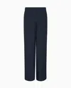 Emporio Armani Icon Trousers In Fluid Armure Fabric In Blue