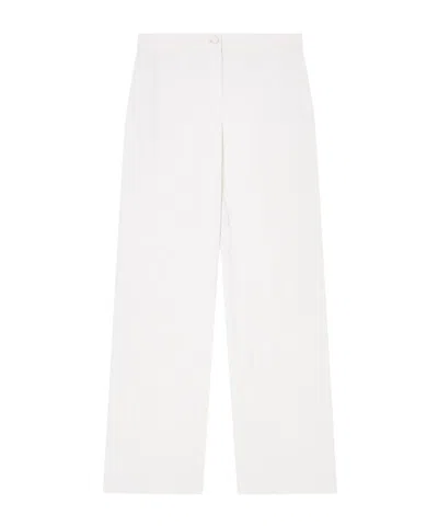 Emporio Armani Icon Trousers In Fluid Armure Fabric In White
