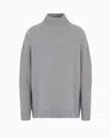 Emporio Armani Official Store Icon Virgin Wool Mock-neck Jumper With A Plated Check Motif In Gris