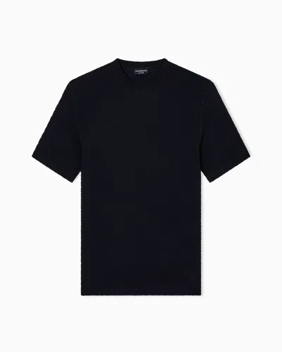 EMPORIO ARMANI ICON VISCOSE-BLEND JACQUARD JERSEY JUMPER WITH OP-ART MOTIF