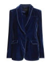 Emporio Armani Icon Woman Blazer Blue Size 8 Viscose, Cupro, Cotton In Blue