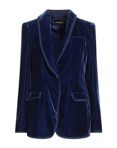 Emporio Armani Icon Woman Blazer Blue Size 8 Viscose, Cupro, Cotton