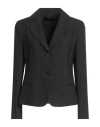 Emporio Armani Icon Woman Blazer Charcoal Size 14 Viscose, Virgin Wool