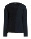 Emporio Armani Icon Woman Cardigan Navy Size 8 Polyamide, Viscose, Cashmere In Blue