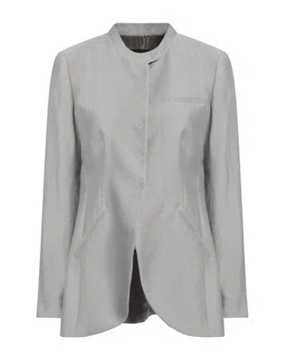 Emporio Armani Icon Woman Jacket Grey Size 12 Lyocell, Linen, Viscose, Polyamide In Gray