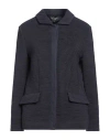 Emporio Armani Icon Woman Jacket Navy Size 12 Virgin Wool, Acrylic, Polyamide, Elastane In Navy