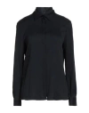 Emporio Armani Icon Woman Shirt Midnight Blue Size 14 Acetate, Silk, Polyamide In Blue