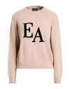 Emporio Armani Icon Woman Sweater Beige Size L Polyamide, Viscose, Cashmere, Polyester, Elastane In Neutral