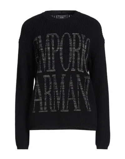 Emporio Armani Icon Woman Sweater Midnight Blue Size M Virgin Wool, Cotton