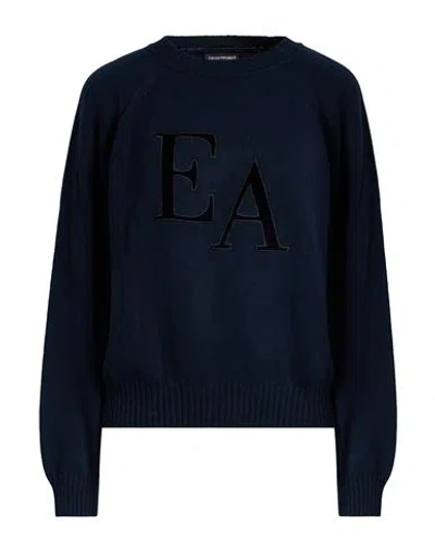 Emporio Armani Icon Woman Sweater Navy Size L Polyamide, Viscose, Cashmere, Polyester, Elastane In Blue