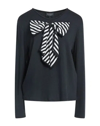 Emporio Armani Icon Woman T-shirt Charcoal Size L Viscose, Wool, Elastane In Grey