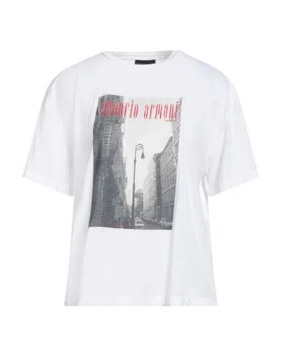 Emporio Armani Icon Woman T-shirt White Size L Viscose, Elastane