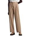 Emporio Armani Icon Wool Blend Pleated Pants In Brown