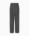 Emporio Armani Icon Wool Flannel Trousers With Pleats In Gray