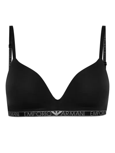 Emporio Armani Iconic Logo-underband Bra In Black
