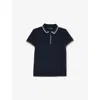 Emporio Armani Branded Stretch-cotton Piqué Polo Shirt 4-16 Years Iconico 0920 Blu Nav In Blue