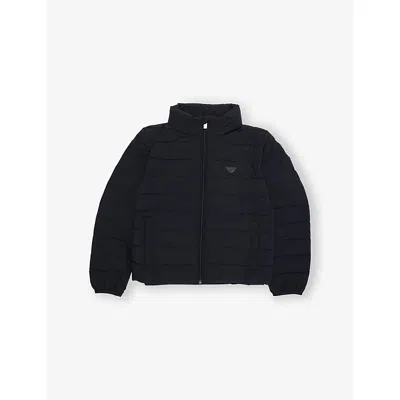Emporio Armani Kids' Logo-embroidered Quilted Down Jacket 4-16 Years Iconico 0920 Blu Nav In Black
