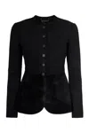 Emporio Armani Buttoned Crewneck Jacket In Black