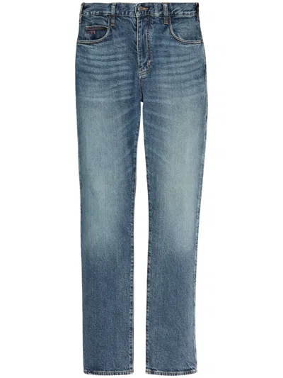 Emporio Armani Indigo Blue Straight Leg Jeans In Multicolor