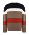 Emporio Armani Intarsia-knit Striped-pattern Jumper In Brown