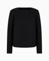 Emporio Armani Interlock Jersey Sweatshirt With Micro-stud Inserts In Black