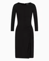 Emporio Armani Interlock Jersey Torchon Dress In Black