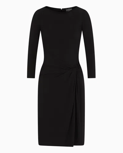 Emporio Armani Interlock Jersey Torchon Dress In Black