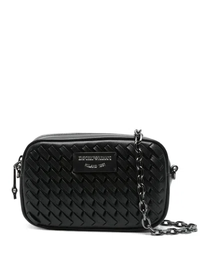 Emporio Armani Interwoven-design Cross Body Bag In Black