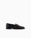 Emporio Armani Interwoven Loafers With Leather Details And Eagle Plate In Black