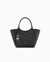 Emporio Armani Interwoven Shopper Bag With Logo Charm In Black
