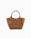 Emporio Armani Interwoven Shopper Bag With Logo Charm In Camel