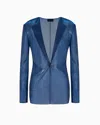 Emporio Armani Iridescent Knit-fabric Blazer In Blue