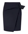 Emporio Armani Compact Stretch Cotton Panelled Skirt In Navy Blue