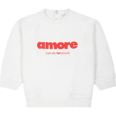 Emporio Armani Ivory Sweatshirt For Babykids With Love Writing