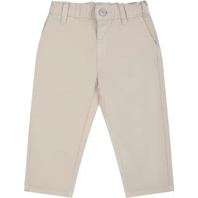 Emporio Armani Kids' Ivory Trousers For Baby Boy With Logo
